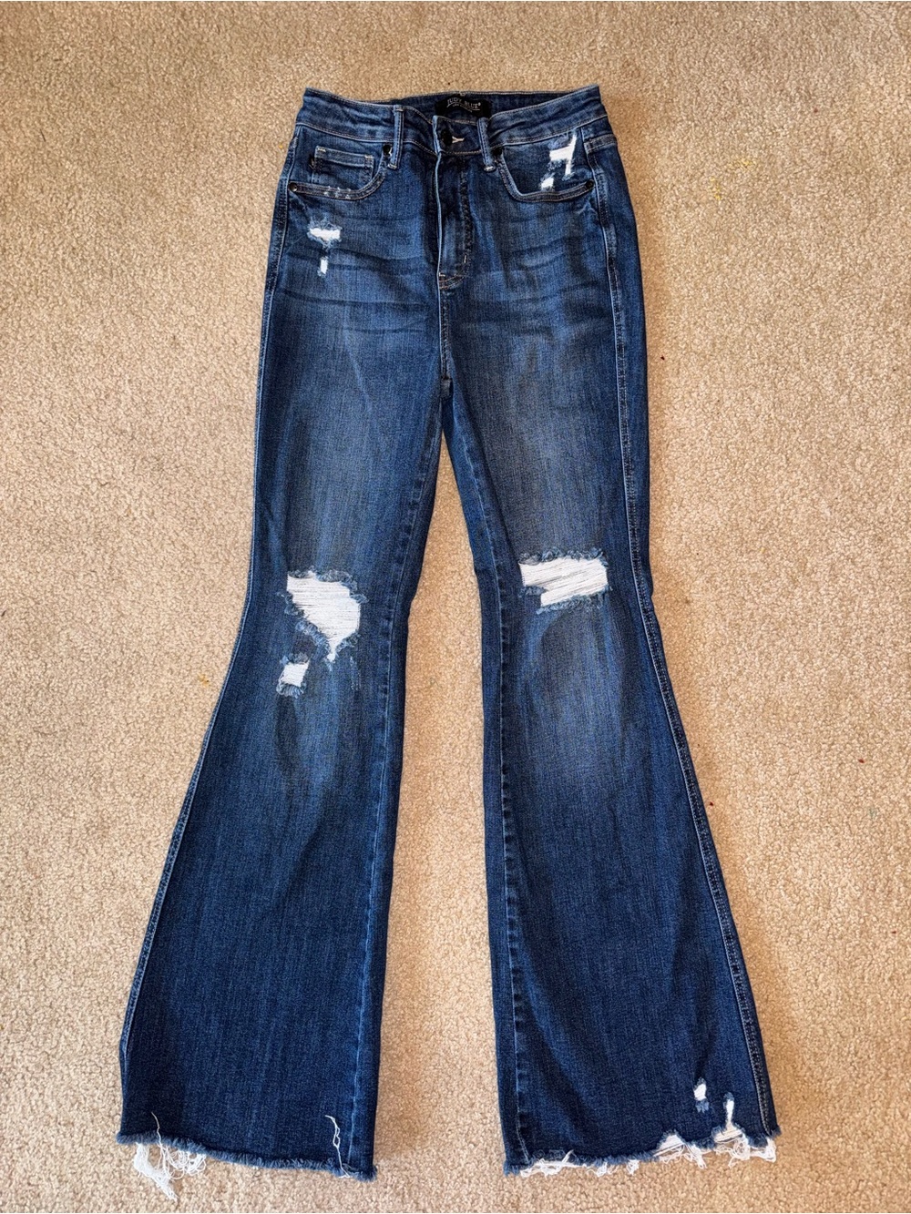 Judy Blue Dark Blue Distressed Flared Women's Jeans